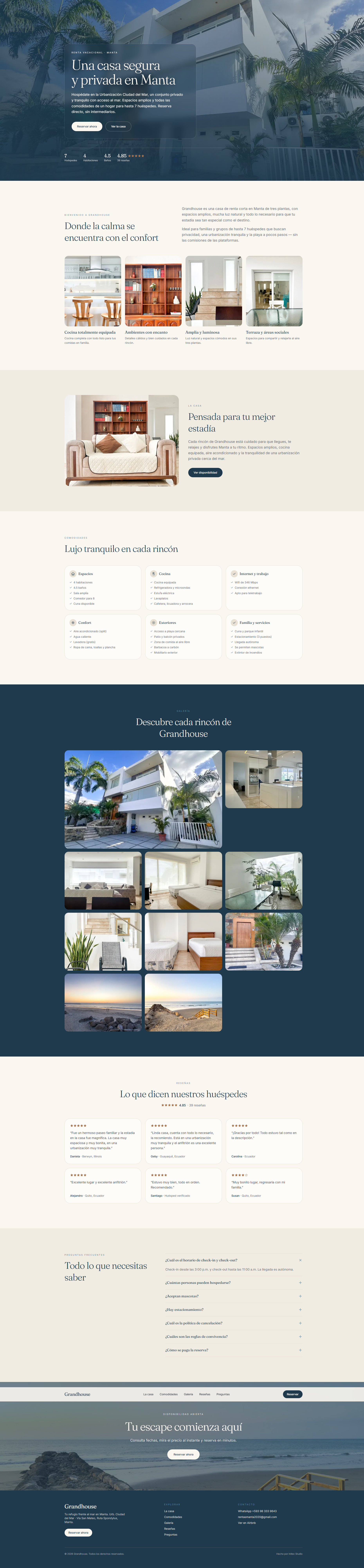 Grandhouse — renta vacacional desarrollada por Initec Studio (desktop)