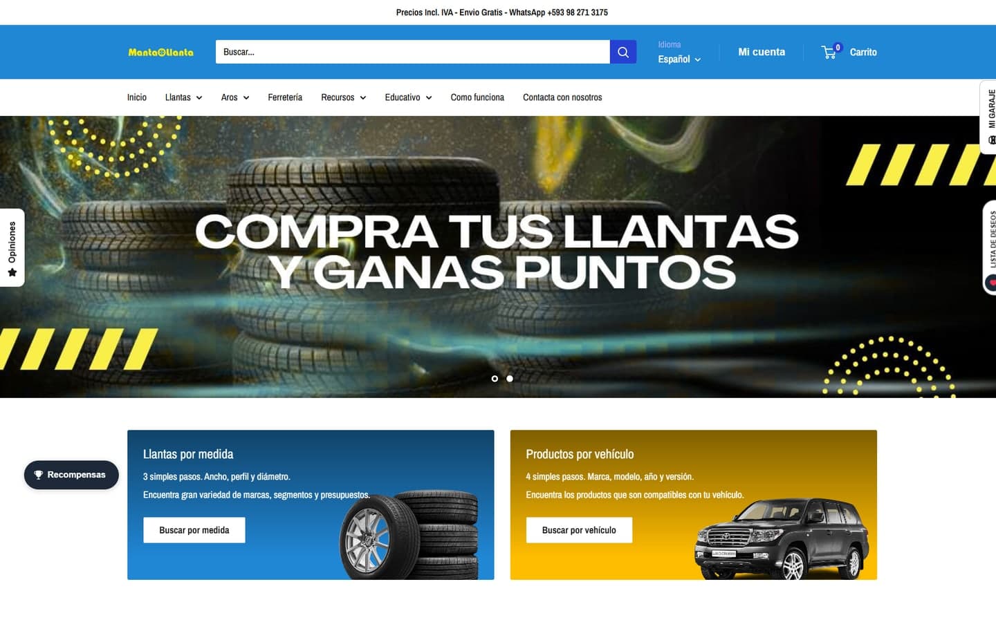 Manta Llanta: tienda en línea desarrollada por Initec Studio (computadora)